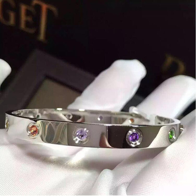 Car Tier Love Bracelet White Gold Aquamarines Sapphires Spinels Amethysts