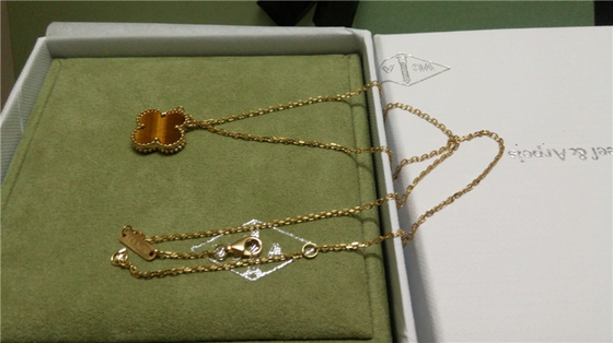 Van Cleef & Arpels Alhambra 18K yellow gold necklace with new stamp lock