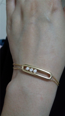 Cheap Price  18K Yellow Gold Bracelet with Moveable 3 Diamonds