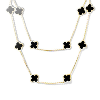Van  & Arpels Alhambra long necklace 14 motifs Yellow gold Onyx VCARB13700