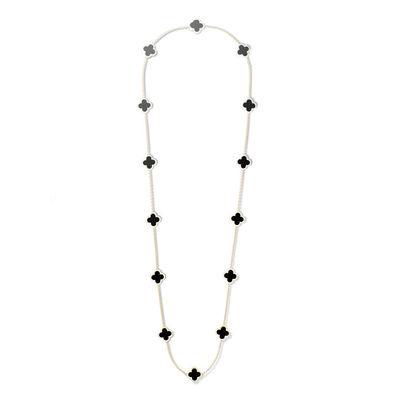 Van  & Arpels Alhambra long necklace 14 motifs Yellow gold Onyx VCARB13700