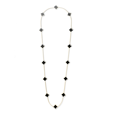 Van Cleef & Arpels Alhambra long necklace 14 motifs Yellow gold Onyx VCARB13700