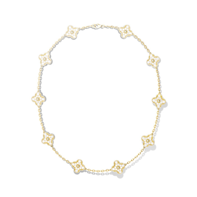 Van Cleef Vintage Alhambra necklace 10 motifs yellow gold round diamonds VCARA42300