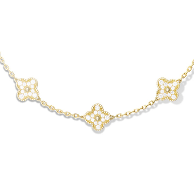 Van Cleef Vintage Alhambra necklace 10 motifs yellow gold round diamonds VCARA42300