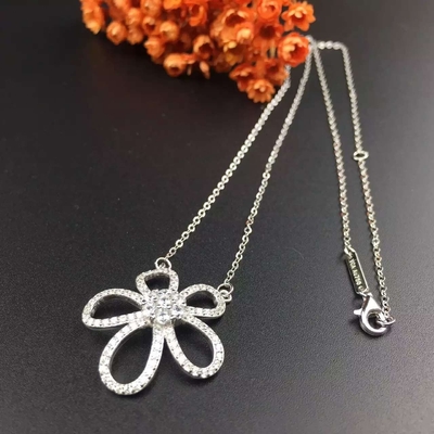 18K White Gold Diamond Jewelry Set with Necklace Ring and Earrings
