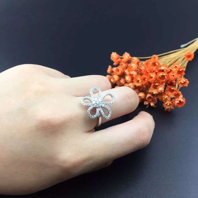 Van  & Arpels 18K White Gold Diamond Flower Earring with Necklace Ring Jewelry Set