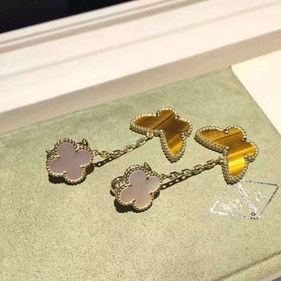 Van Cleef & Arpels 18K Yellow Gold Earring Clap Butterfly Drop Earrings Shenzhen Jewelry Market