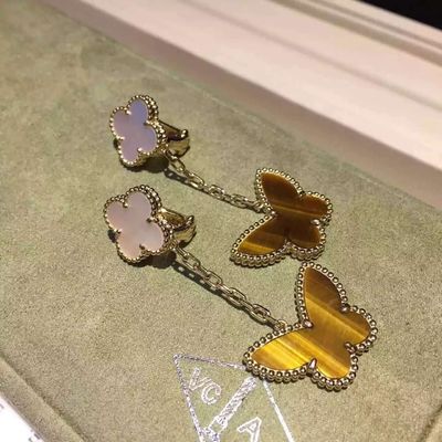 Factory Custom Make Van  & Arpels 18K Yellow Gold Earring Clap Butterfly Drop Earrings