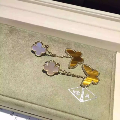 Factory Custom Van Cleef & Arpels 18K Yellow Gold Earring Clap Butterfly Drop VCARD79800
