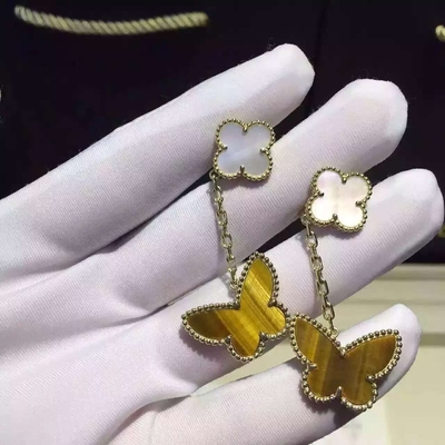 Factory Custom Van Cleef & Arpels 18K Yellow Gold Earring Clap Butterfly Drop VCARD79800