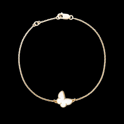 Cheap Price Van Cleef & Arpels 18K Yellow Gold Bracelet White Mother-of-pearl Butterfly Bracelet