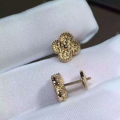 Genuine Van  & Arpels Vintage Alhambra Earring 18K Yellow Gold Necklace and Earrings
