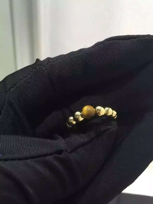 Real Gold Ring Van Cleef & Arpels Perlée Variation Ring with Tiger's Eye Stone