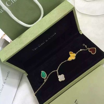 China Jewelry Factory Highest Quality Van&arpelsr Brand jewelry Design Lucky Alhambra bracelet, 4 motifs 18K Gold