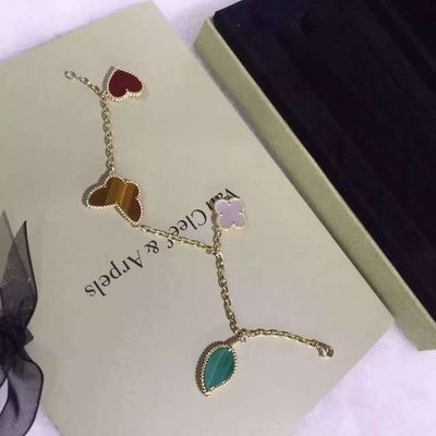 China Jewelry Factory Highest Quality Van&arpelsr Brand jewelry Design Lucky Alhambra bracelet, 4 motifs 18K Gold