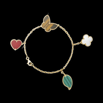 China Jewelry Factory Highest Quality Van&arpelsr Brand jewelry Design Lucky Alhambra bracelet, 4 motifs 18K Gold