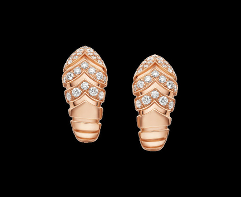   Serpenti Tubogas short earrings in 18 kt pink gold with pavé diamonds Ref. 351847 OR857543
