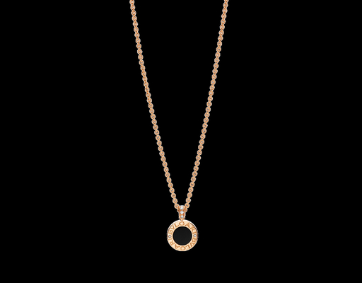   pendant with 18 kt pink gold chain with mother of pearl onyx and pave diamonds
