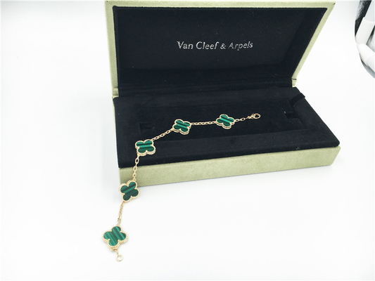 Van Cleef & Arpels Vintage Alhambra bracelet 5 motifs bracelet in yellow gold malachite