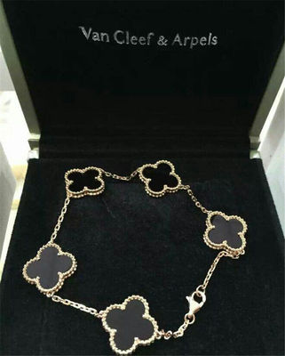 Van  & Arpels Vintage Alhambra bracelet 5 motifs bracelet in yellow gold malachite