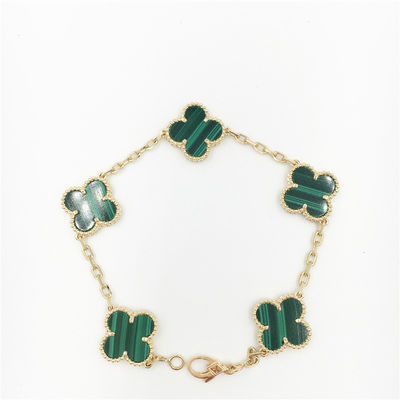 Van  & Arpels Vintage Alhambra bracelet 5 motifs bracelet in yellow gold malachite