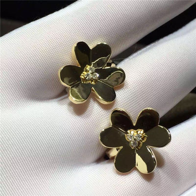 Van  & Arpels Frivole earrings large model yellow gold round diamonds VCARB65900