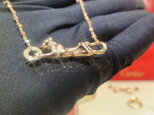 Car Tie 18k Gold  PanthèRe De Car Tier Necklace Rose Gold Tsavorite Garnets VVS Diamonds