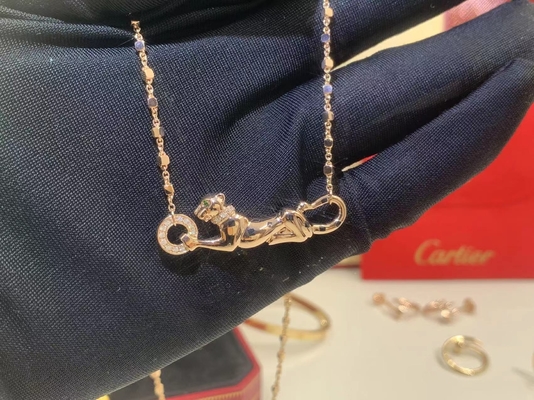 Car Tie 18k Gold  PanthèRe De Car Tier Necklace Rose Gold Tsavorite Garnets VVS Diamonds