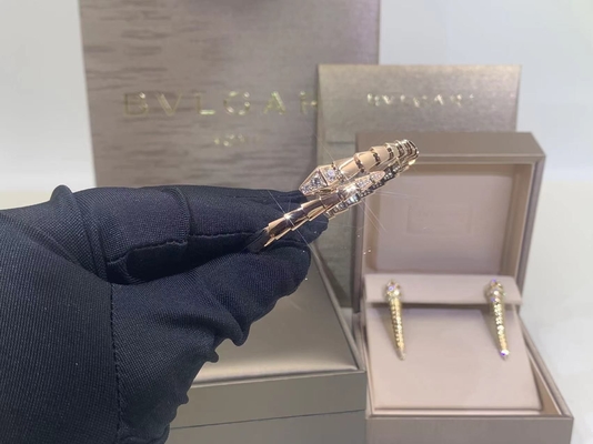  Serpenti Viper Double Layer Wrap Bangle Bracelet In18 Kt Rose Gold Set With Demi-Pavé Diamonds