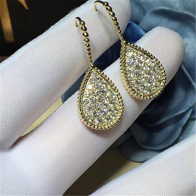   full diamond earrings  18kt  gold  with yellow gold or white gold