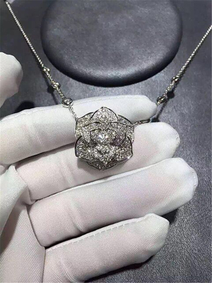 Piaget   full  diamonds of  rose necklace 18kt  gold  with white gold or yellow gold