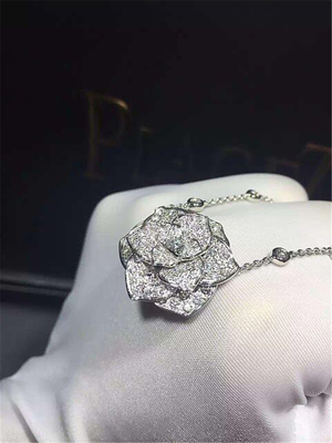 Piaget   full  diamonds of  rose necklace 18kt  gold  with white gold or yellow gold