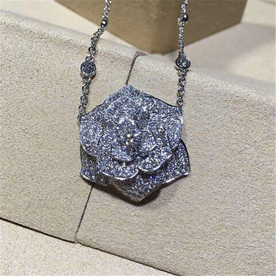 Piaget   full  diamonds of  rose necklace 18kt  gold  with white gold or yellow gold