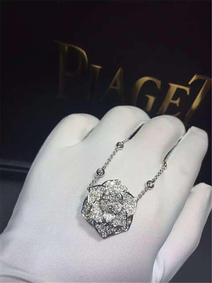Piaget   full  diamonds of  rose necklace 18kt  gold  with white gold or yellow gold