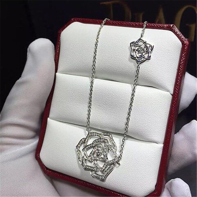 Piaget  full diamonds of double hollow rose necklace 18kt  gold  with white gold or yellow gold or rose gold