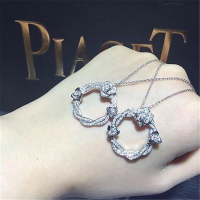 Piaget  full diamonds of rose vine  necklace 18kt  gold  with white gold or yellow gold 110 diamonds