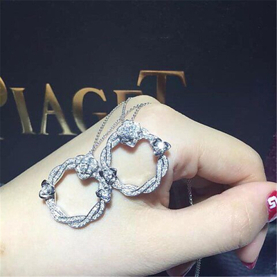 Piaget  full diamonds of rose vine  necklace 18kt  gold  with white gold or yellow gold 110 diamonds