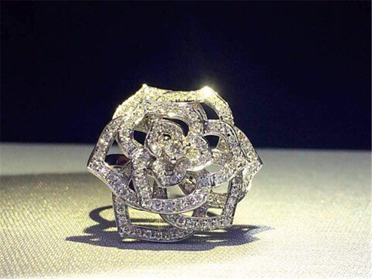 Piaget  full diamonds of hollow rose ring 18kt gold  with white gold or yellow gold