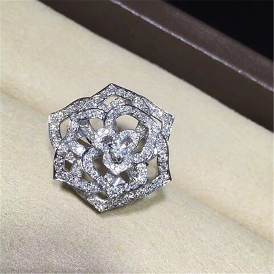 Piaget  full diamonds of hollow rose ring 18kt gold  with white gold or yellow gold