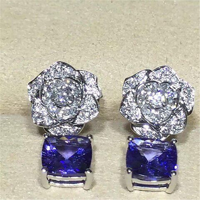 Piaget full diamonds tanzanite rose  earring  of 18kt gold  with white gold