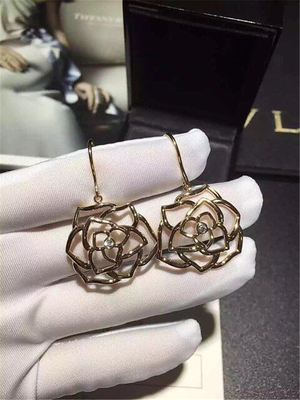 Pia Get Diamonds Of Hollow  Rose Earring 18kt Gold  With White Gold Or Yellow Gold Or Pink Gold