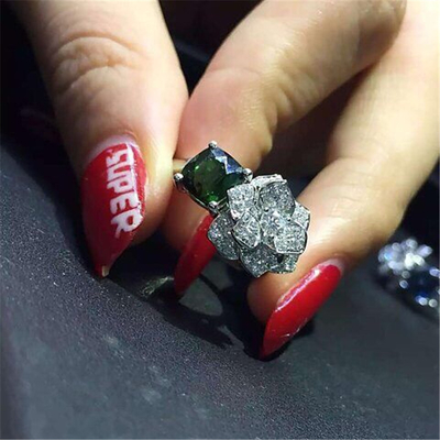 Piaget  full diamonds green tourmaline rose  ring of 18kt gold  with yellow gold or white gold