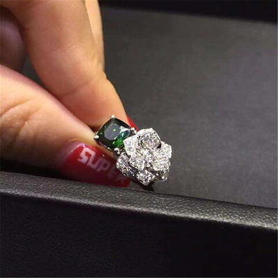 Piaget  full diamonds green tourmaline rose  ring of 18kt gold  with yellow gold or white gold
