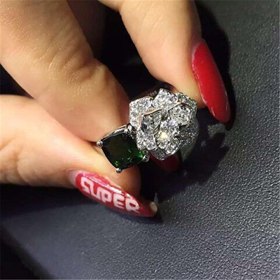 Piaget  full diamonds green tourmaline rose  ring of 18kt gold  with yellow gold or white gold