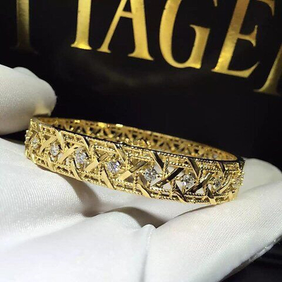 Luxury Jewelry diamonds of rattan plaid bracelet  18kt gold  with yellow gold