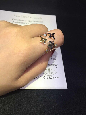    diamonds of three color classic logo ring 18kt gold  with white gold