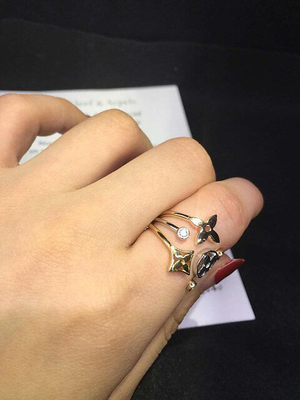    diamonds of three color classic logo ring 18kt gold  with white gold