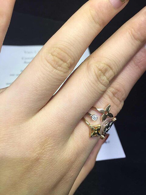    diamonds of three color classic logo ring 18kt gold  with white gold
