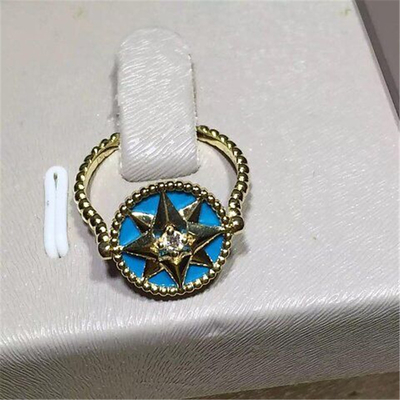  diamonds of star disk ring 18kt gold  with yellow gold or white gold