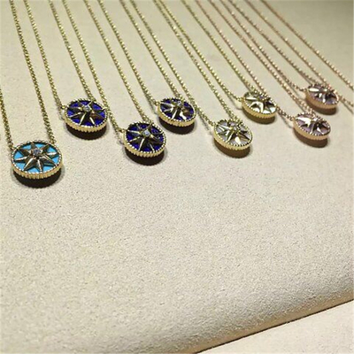  diamonds of star disk necklace 18kt gold  with yellow gold or white gold